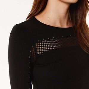 KAREN MILLEN Studded Mesh Long Sleeve Top